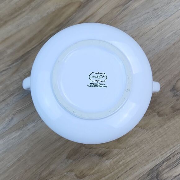 🔹️Mud Pie White Ceramic "Bean Me Up" Bean Pot w/Lid - Picture 9 of 11